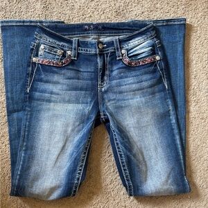 Miss Me Blue Boot Cut Jeans with Embellished Pockets